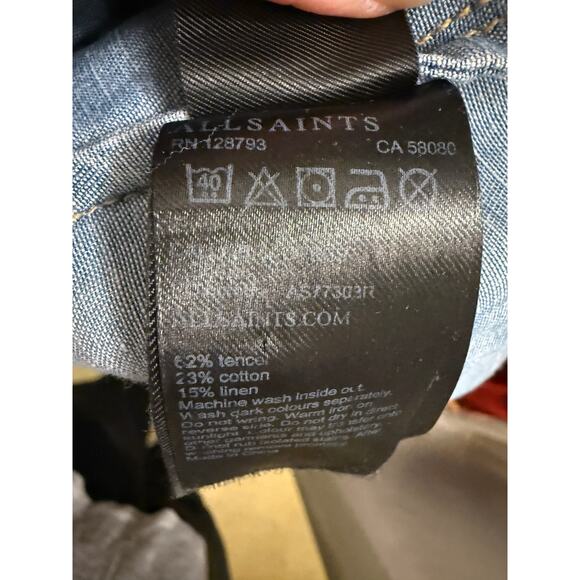 ALLSAINTS Women's Calla Bay Chambray Calla Bay Linen Blend Shirt Dress Beach 4 - Picture 10 of 16